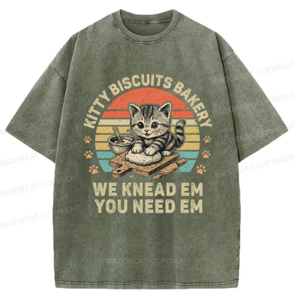 Baddiecat Kitty Biscuits Bakery We Knead Em You Need Em Washed T-shirt