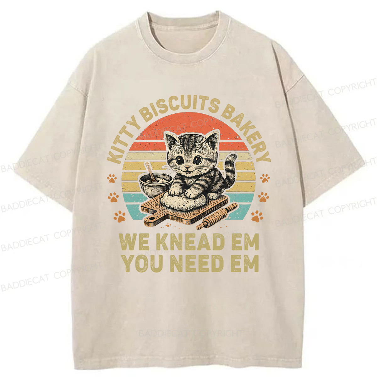 Baddiecat Kitty Biscuits Bakery We Knead Em You Need Em Washed T-shirt