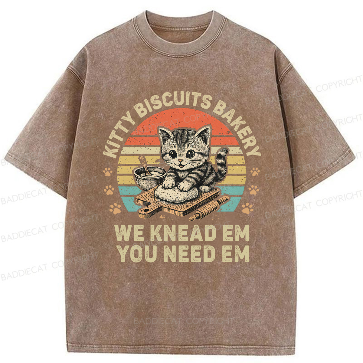 Baddiecat Kitty Biscuits Bakery We Knead Em You Need Em Washed T-shirt