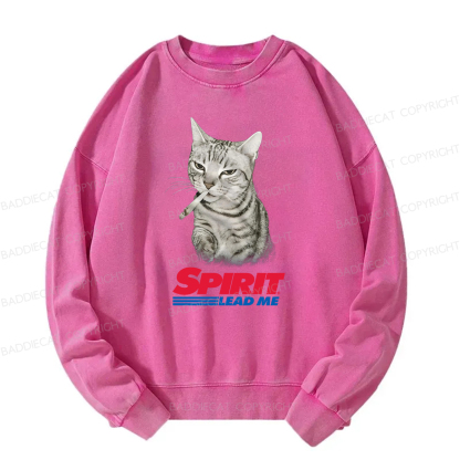 Baddiecat Spirit Lead Me Smoking Cat Washed Sweatshirt
