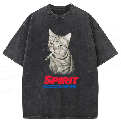 Baddiecat Spirit Lead Me Smoking Cat Washed T-shirt