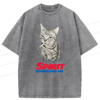 Baddiecat Spirit Lead Me Smoking Cat Washed T-shirt