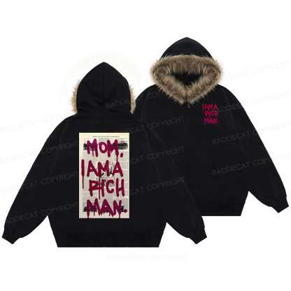 Baddiecat Mom I Am A Rich Man Faux-fur–trimmed Hood Fleece Jacket