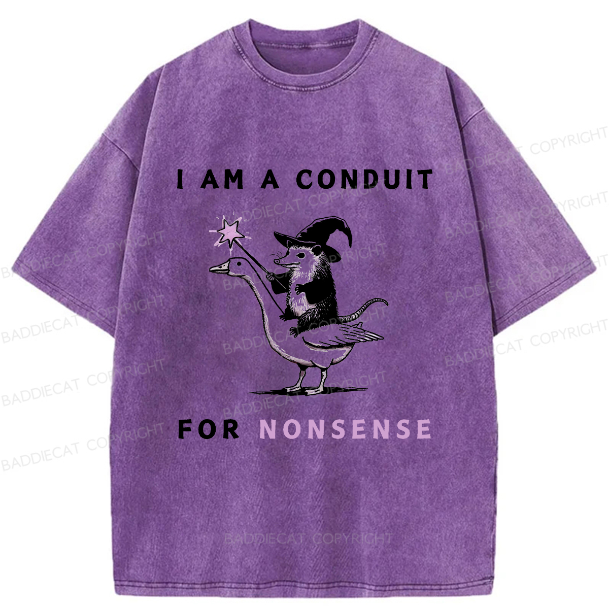 Baddiecat I Am A Conduit For Nonsense Washed T-shirt