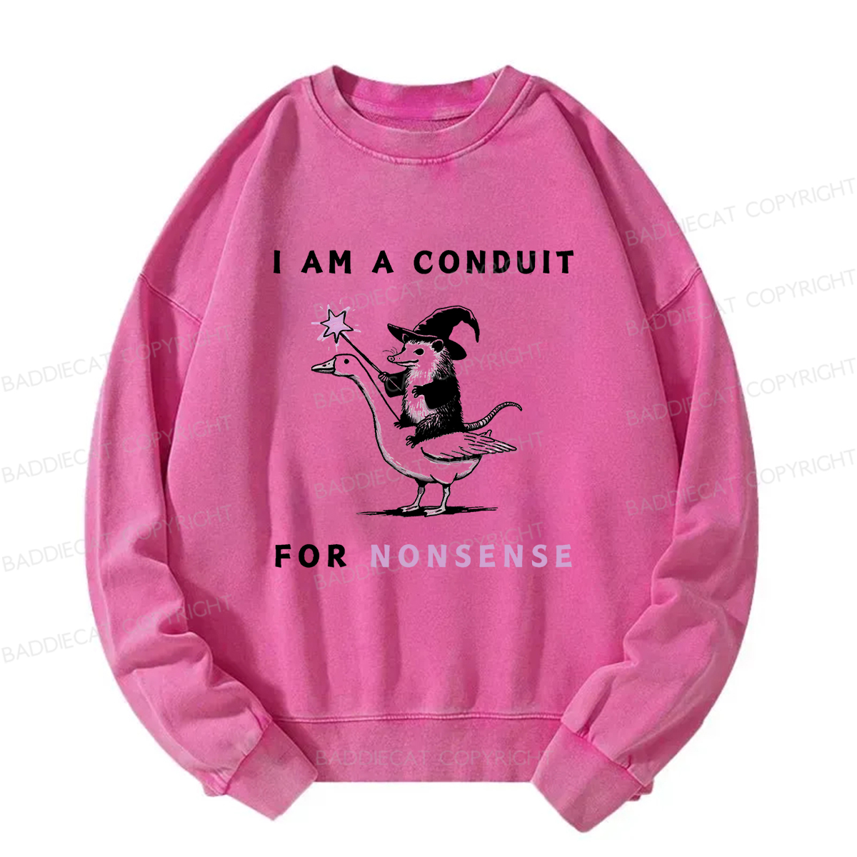 Baddiecat I Am A Conduit For Nonsense Washed Sweatshirt