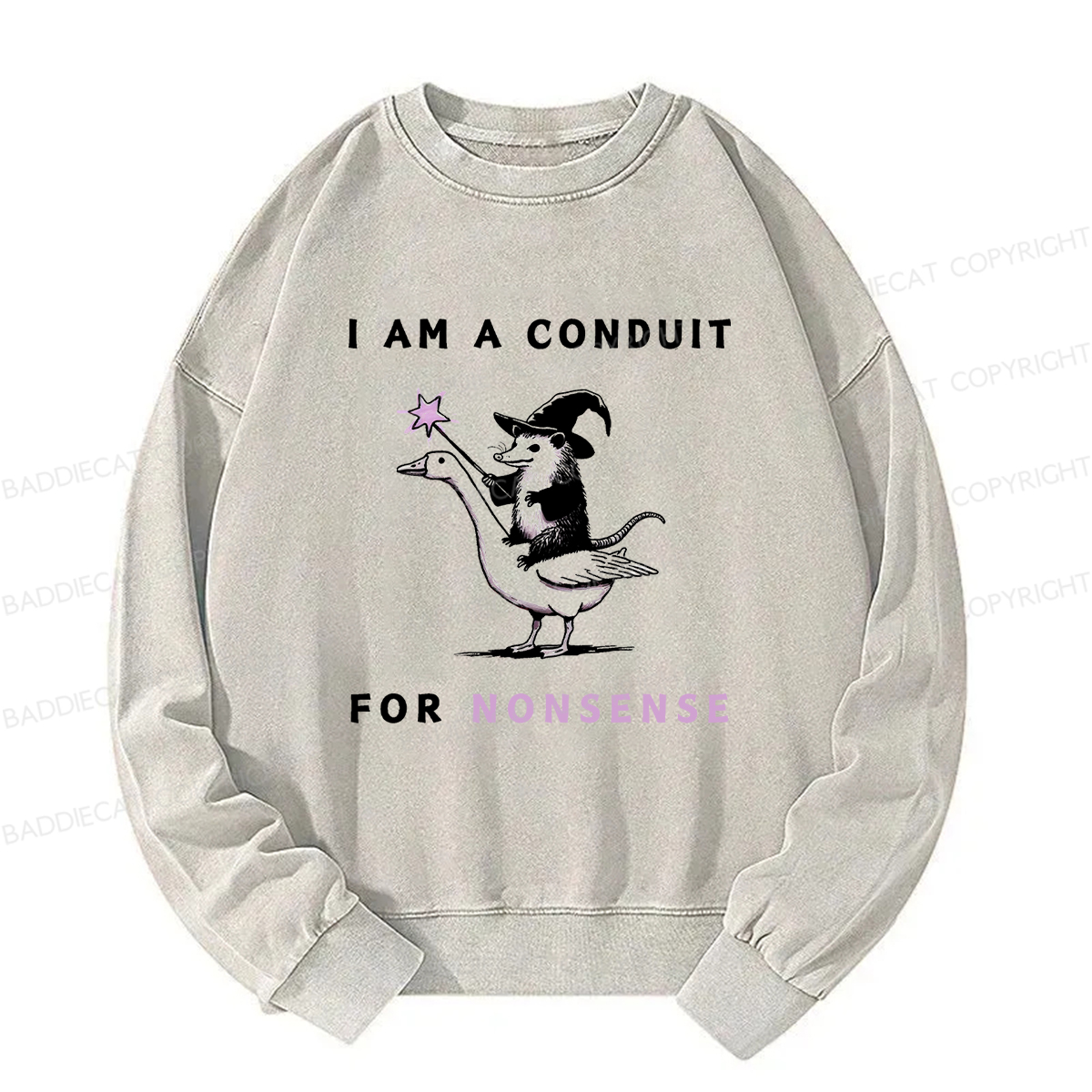 Baddiecat I Am A Conduit For Nonsense Washed Sweatshirt