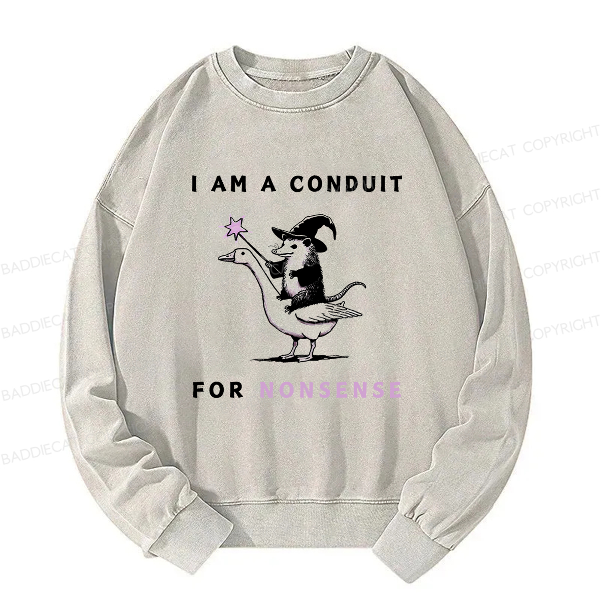 Baddiecat I Am A Conduit For Nonsense Washed Sweatshirt