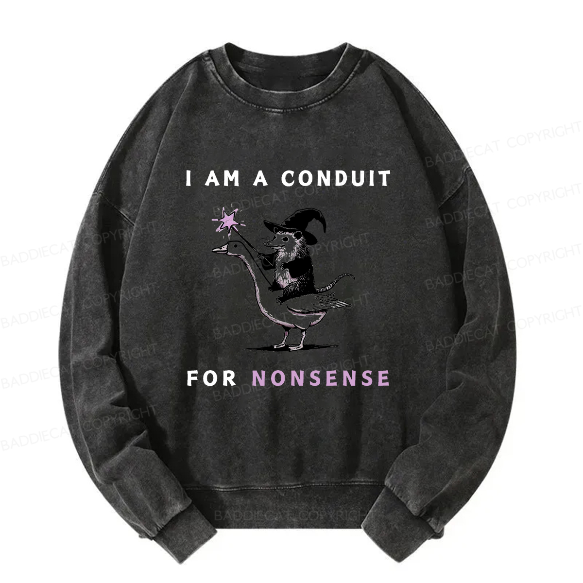 Baddiecat I Am A Conduit For Nonsense Washed Sweatshirt