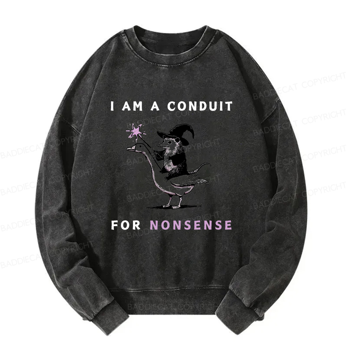 Baddiecat I Am A Conduit For Nonsense Washed Sweatshirt