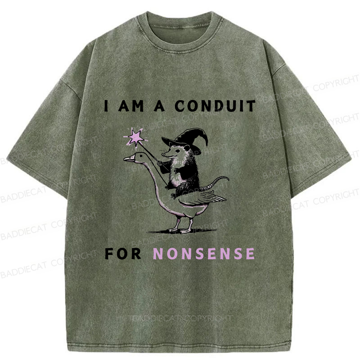 Baddiecat I Am A Conduit For Nonsense Washed T-shirt