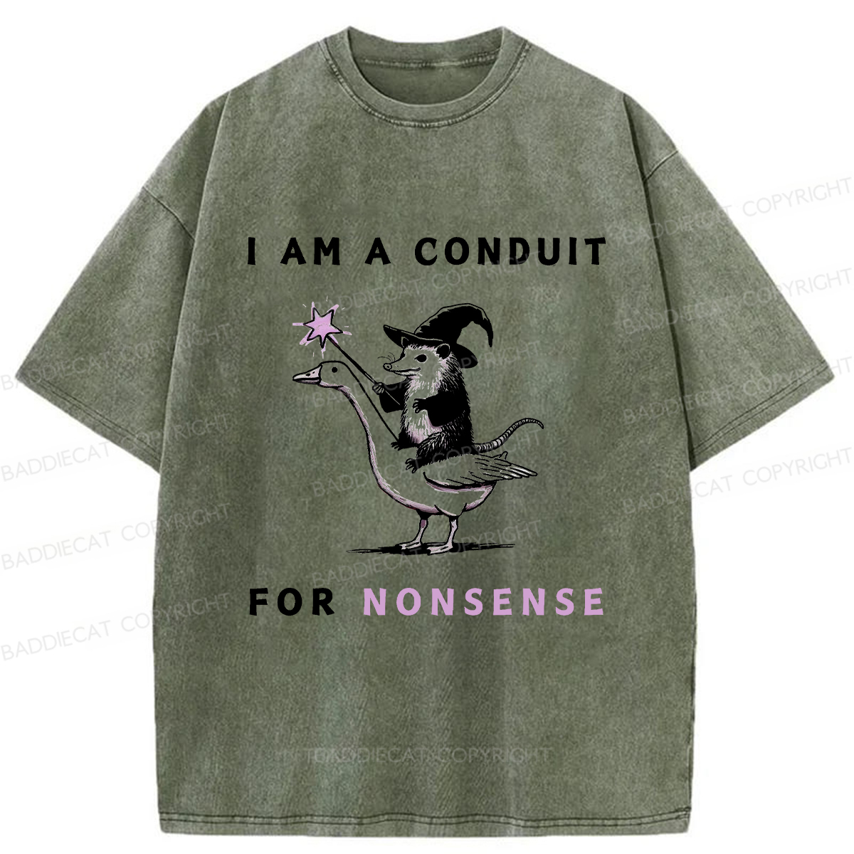 Baddiecat I Am A Conduit For Nonsense Washed T-shirt