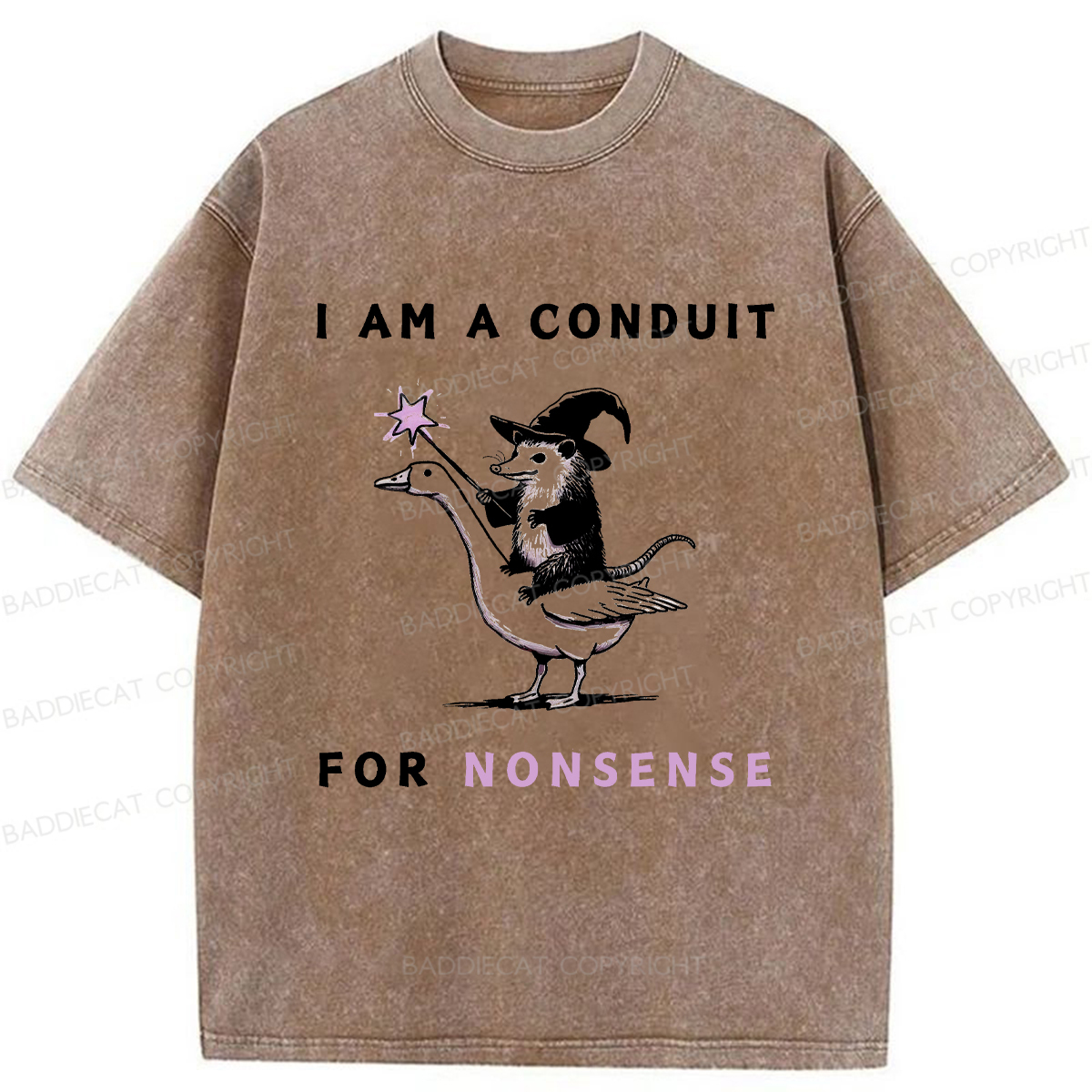 Baddiecat I Am A Conduit For Nonsense Washed T-shirt