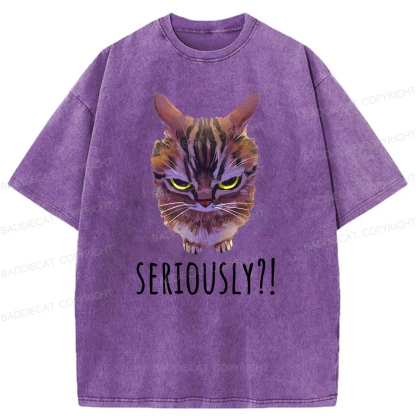 Baddiecat Seriously Funny Cat Meme Washed T-shirt