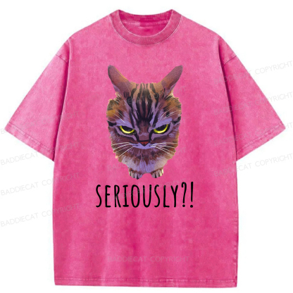 Baddiecat Seriously Funny Cat Meme Washed T-shirt