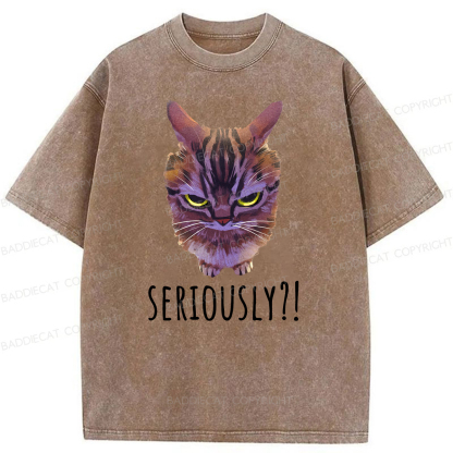 Baddiecat Seriously Funny Cat Meme Washed T-shirt