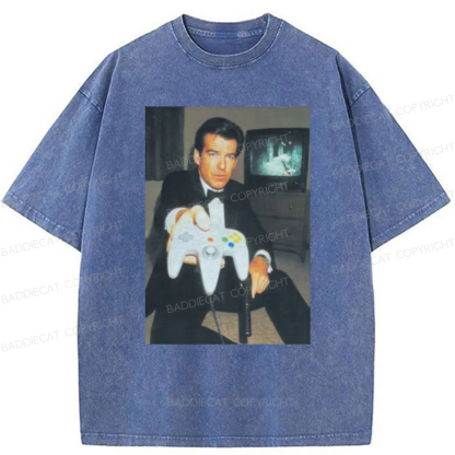 Baddiecat Vintage Gamer Graphic Washed T-shirt