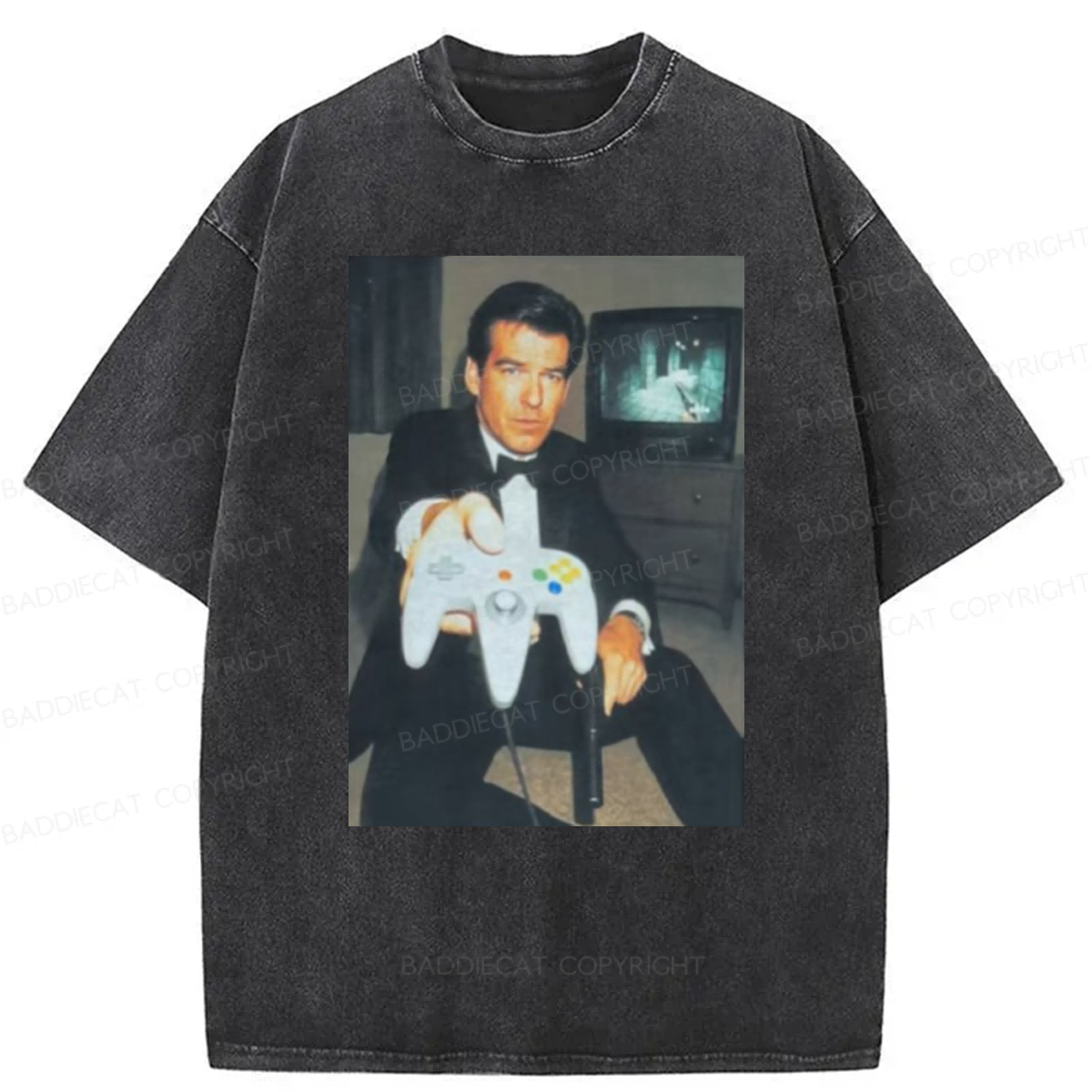 Baddiecat Vintage Gamer Graphic Washed T-shirt