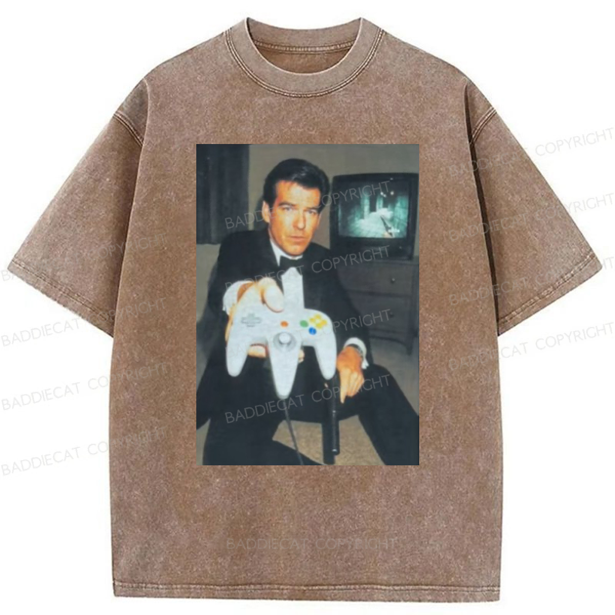 Baddiecat Vintage Gamer Graphic Washed T-shirt