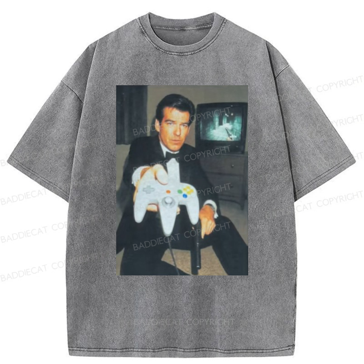 Baddiecat Vintage Gamer Graphic Washed T-shirt