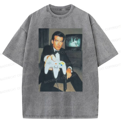 Baddiecat Vintage Gamer Graphic Washed T-shirt