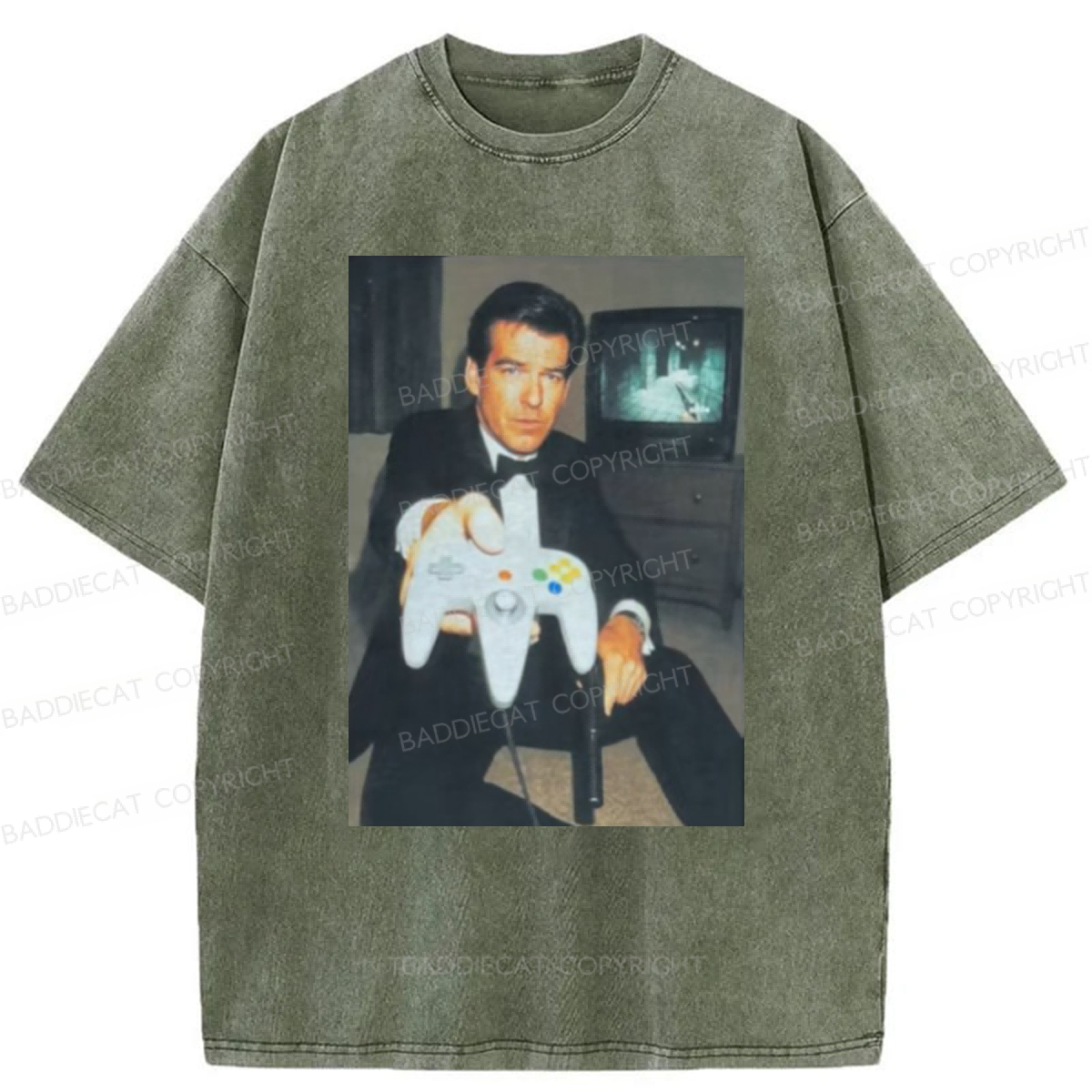 Baddiecat Vintage Gamer Graphic Washed T-shirt