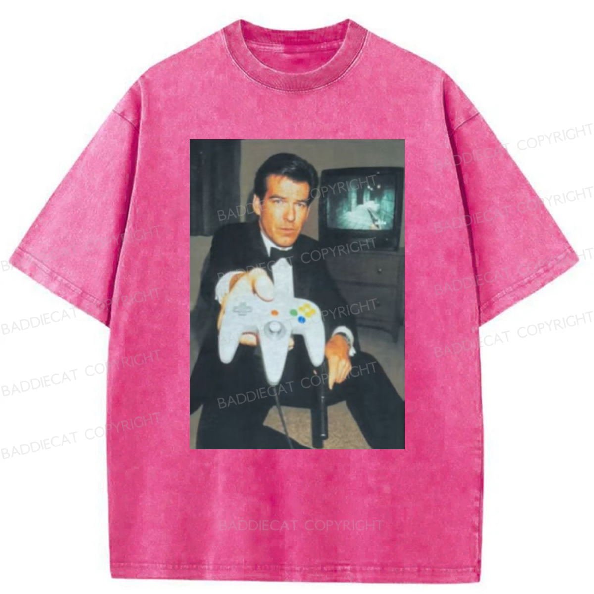 Baddiecat Vintage Gamer Graphic Washed T-shirt