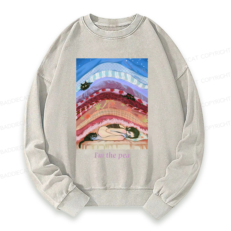 Cozy Night With Cats And Stacked Blankets Washed Sweatshirt