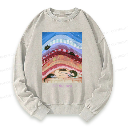 Cozy Night With Cats And Stacked Blankets Washed Sweatshirt