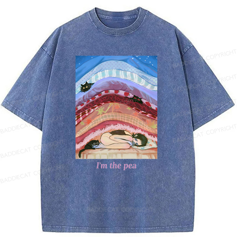 Cozy Night With Cats And Stacked Blankets Washed T-shirt