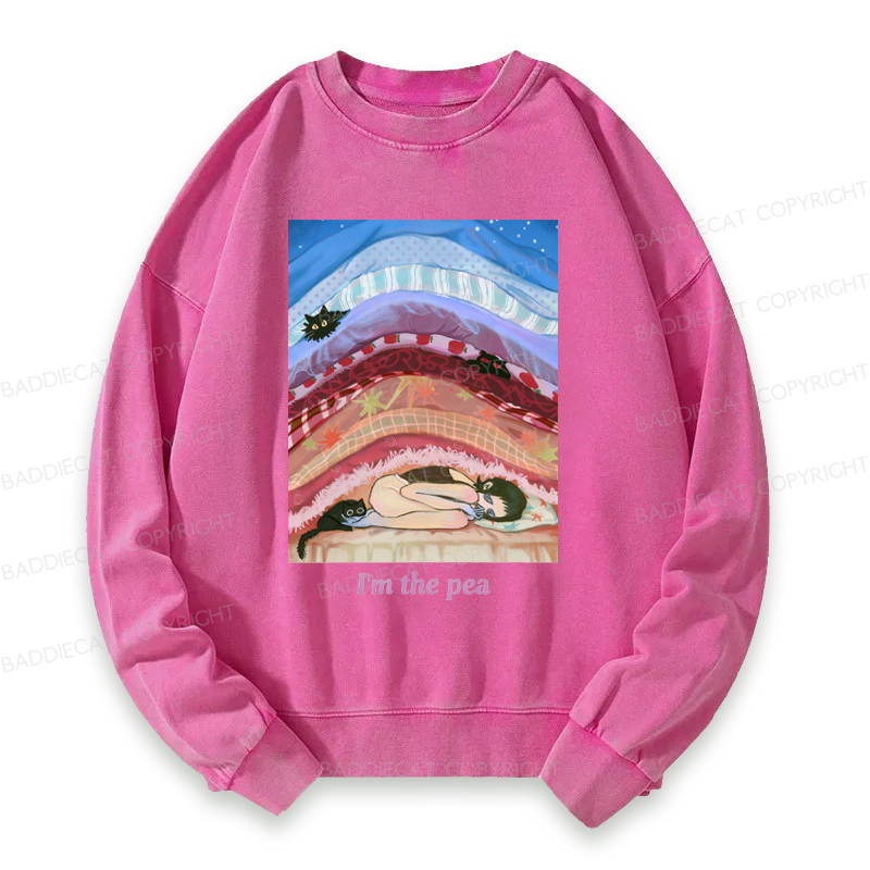 Cozy Night With Cats And Stacked Blankets Washed Sweatshirt