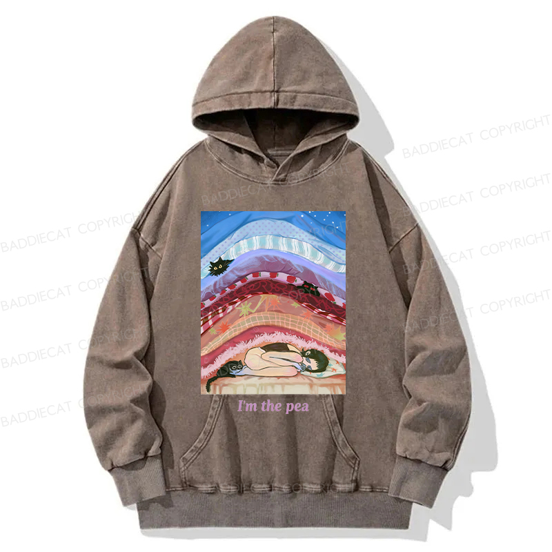 Cozy Night With Cats And Stacked Blankets Washed Hoodie