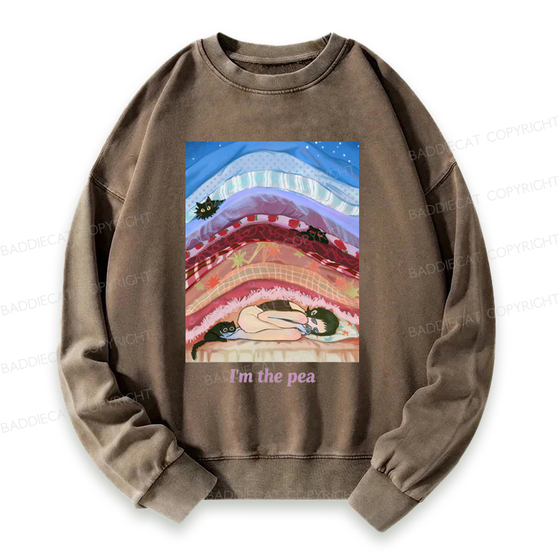 Cozy Night With Cats And Stacked Blankets Washed Sweatshirt