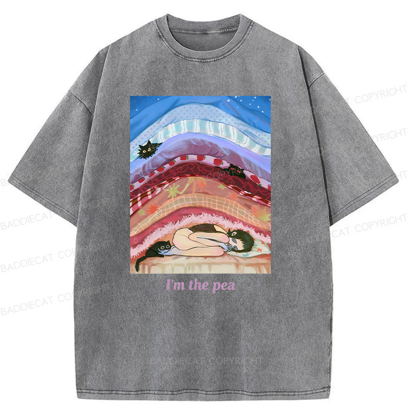 Cozy Night With Cats And Stacked Blankets Washed T-shirt