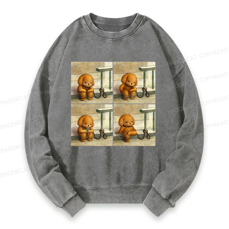 Baddiecat Dog Using Headphones Washed Sweatshirt
