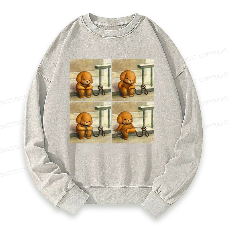 Baddiecat Dog Using Headphones Washed Sweatshirt
