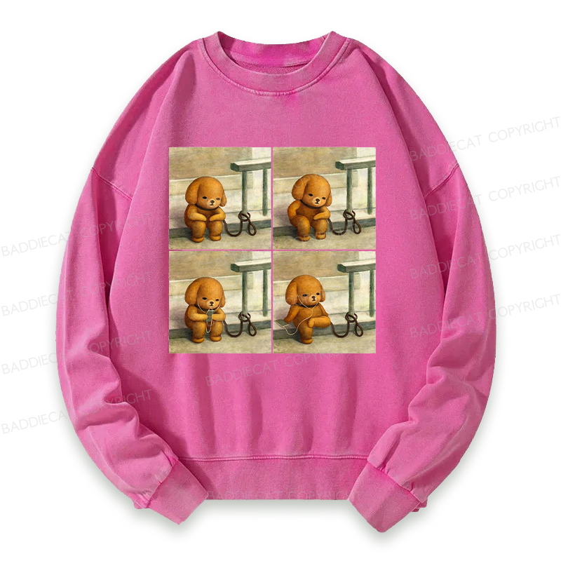 Baddiecat Dog Using Headphones Washed Sweatshirt