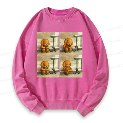 Baddiecat Dog Using Headphones Washed Sweatshirt