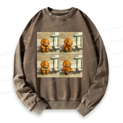 Baddiecat Dog Using Headphones Washed Sweatshirt