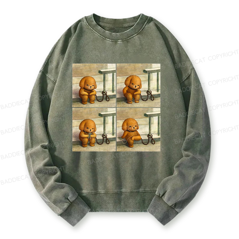 Baddiecat Dog Using Headphones Washed Sweatshirt
