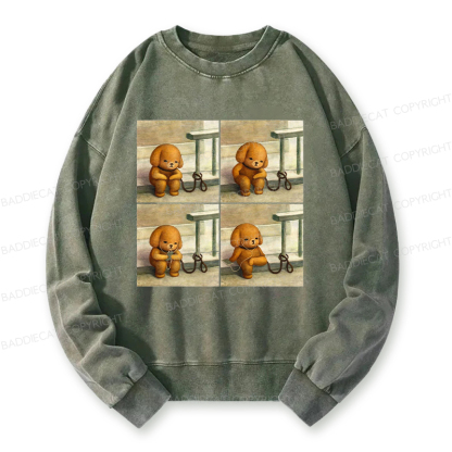 Baddiecat Dog Using Headphones Washed Sweatshirt