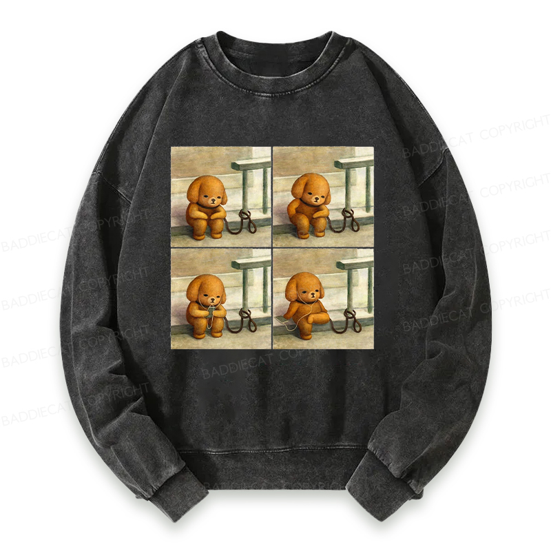 Baddiecat Dog Using Headphones Washed Sweatshirt