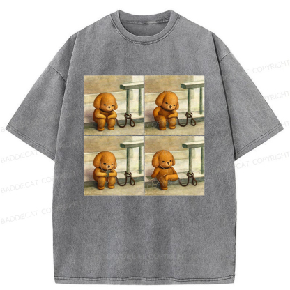 Baddiecat Dog Using Headphones Washed T-Shirt