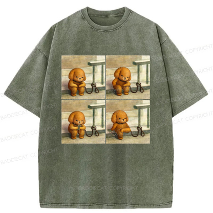 Baddiecat Dog Using Headphones Washed T-Shirt