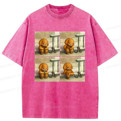 Baddiecat Dog Using Headphones Washed T-Shirt
