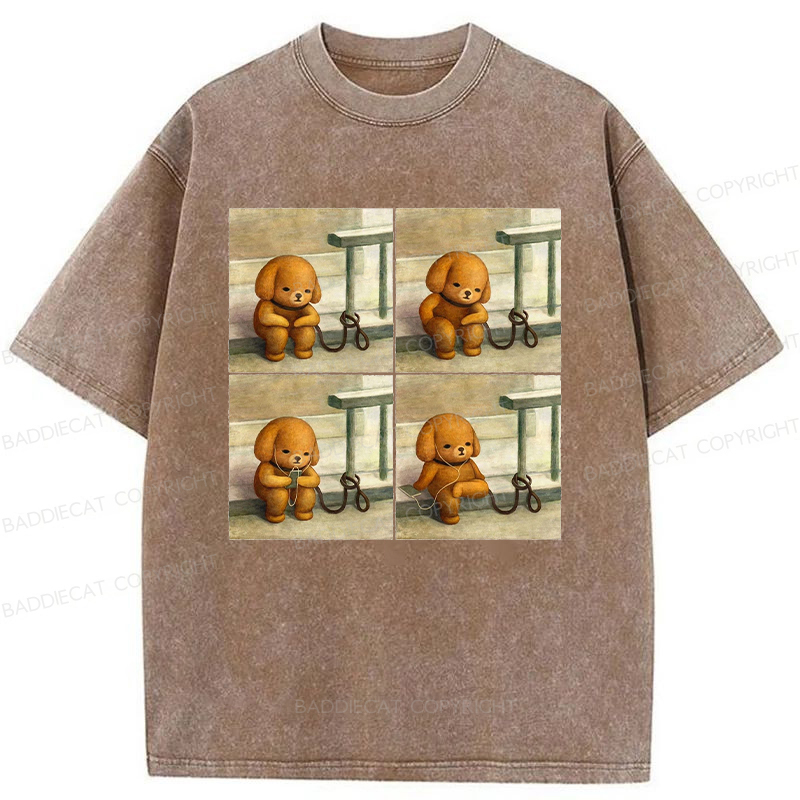Baddiecat Dog Using Headphones Washed T-Shirt
