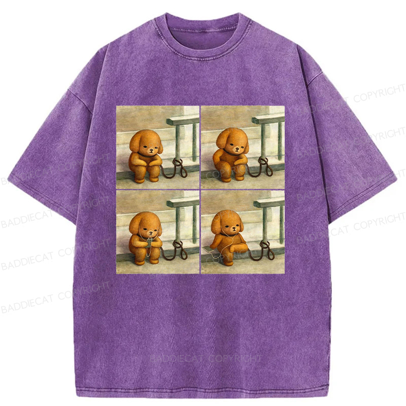 Baddiecat Dog Using Headphones Washed T-Shirt