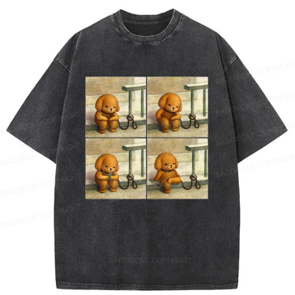 Baddiecat Dog Using Headphones Washed T-Shirt