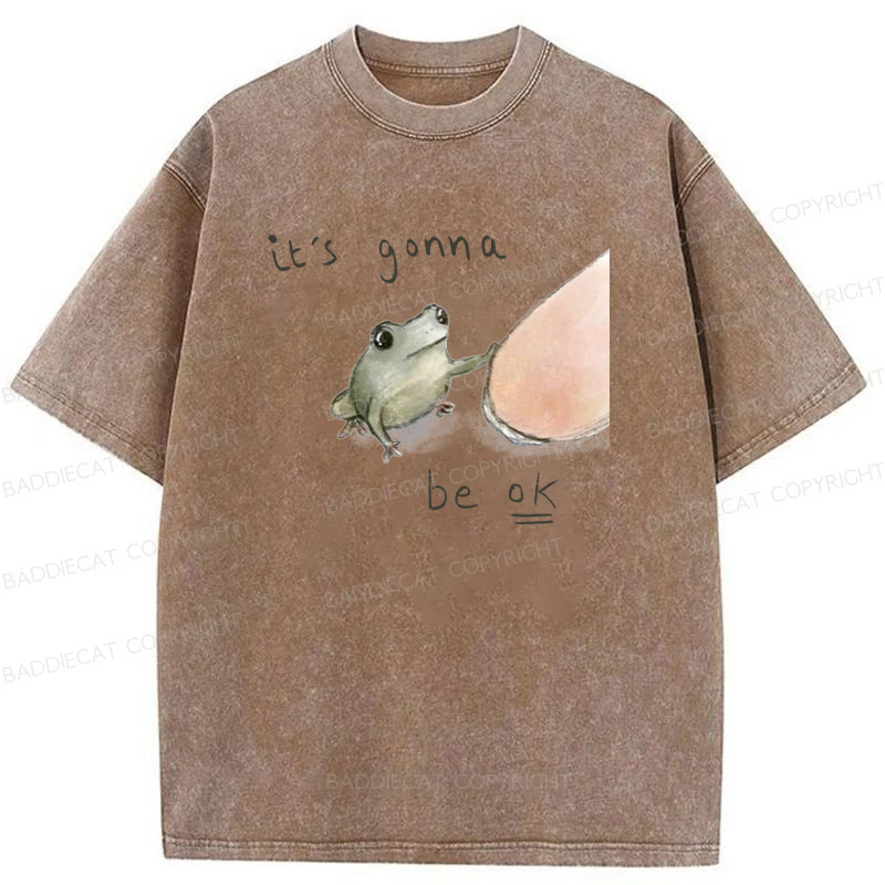 Baddiecat It's Gonna Be Ok Washed T-Shirt