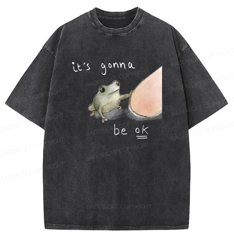 Baddiecat It's Gonna Be Ok Washed T-Shirt