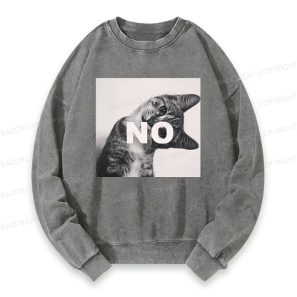Baddieca NO Cat Meme Washed Sweatshirt